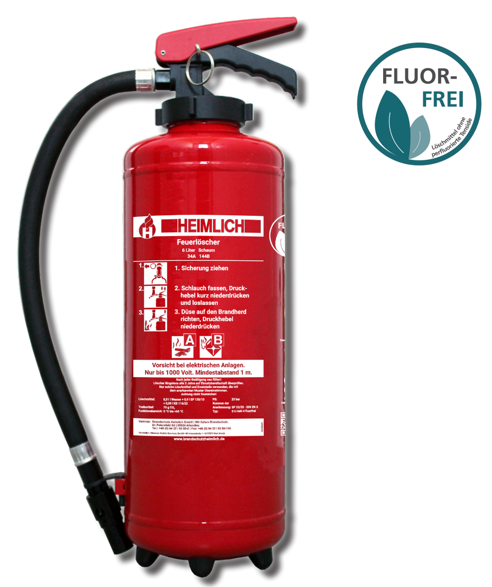 Feuerlöscher Schaumaufladelöscher fluorfrei S6 HeK-4