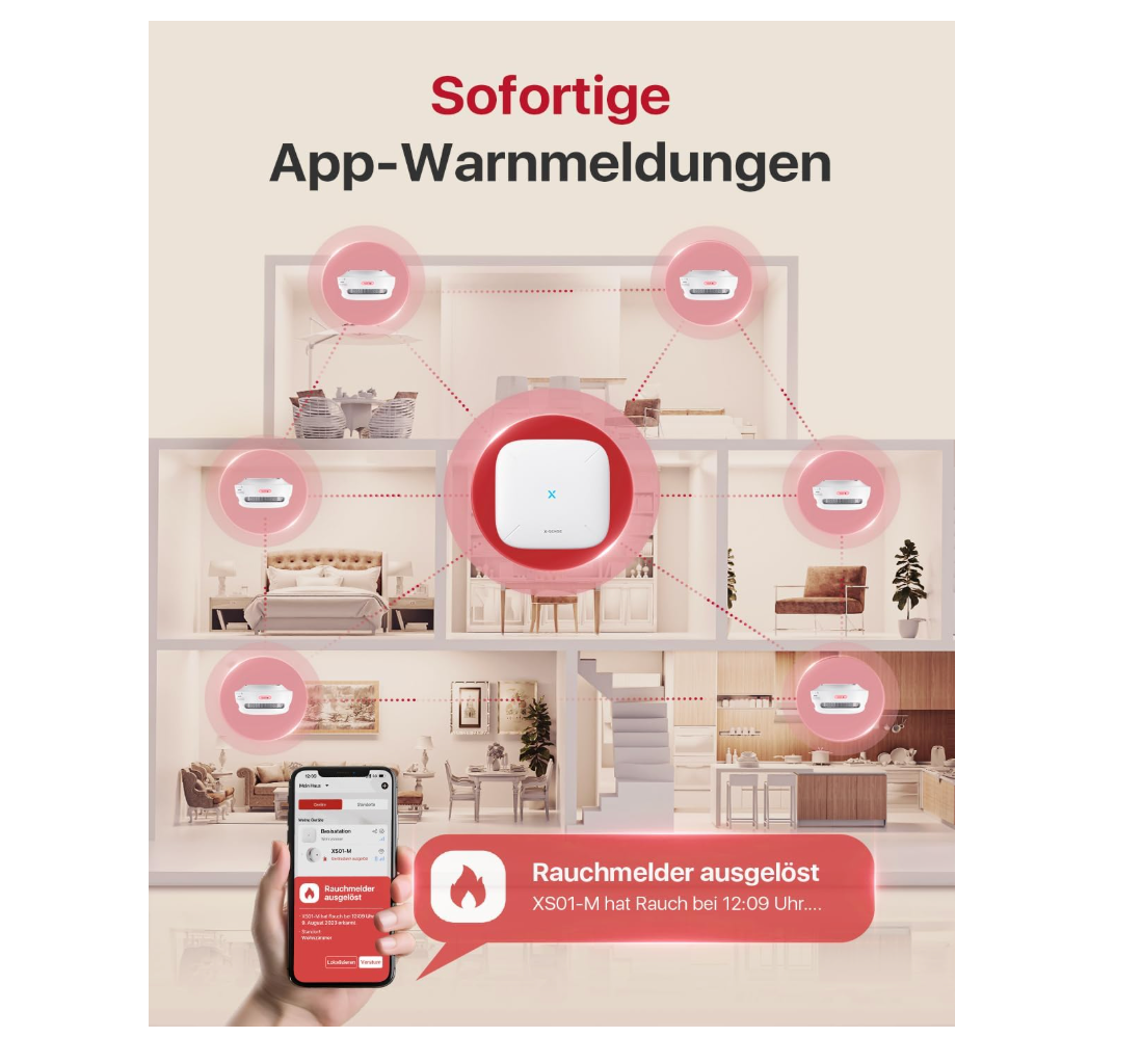 X-Sense Smart Rauchmelder Set 6 Stück XS01-M mit SBS50 Basisstation, TÜV-Zertifiziert - GS Brandschutz