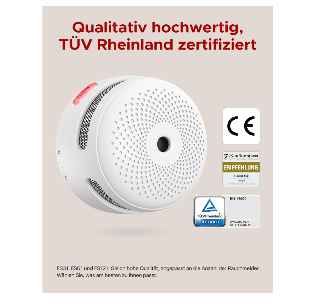 X-Sense Smart Rauchmelder Set 6 Stück XS01-M mit SBS50 Basisstation, TÜV-Zertifiziert - GS Brandschutz