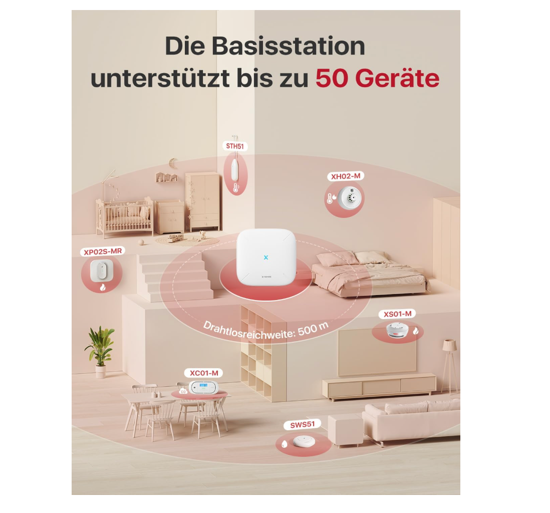 X-Sense Smart Rauchmelder Set 6 Stück XS01-M mit SBS50 Basisstation, TÜV-Zertifiziert - GS Brandschutz