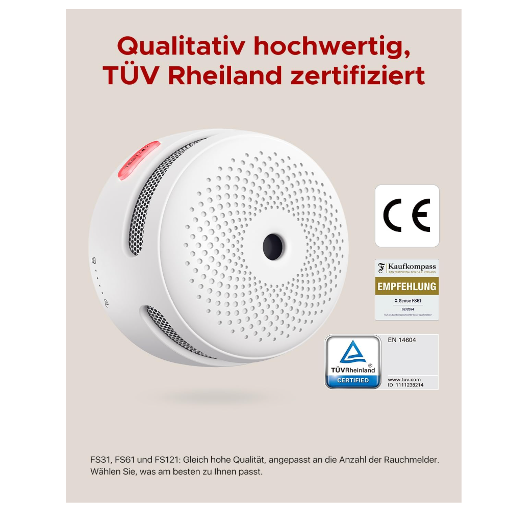 X-Sense Smart Rauchmelder XS01-M, vernetzter Mini Rauchmelder - GS Brandschutz
