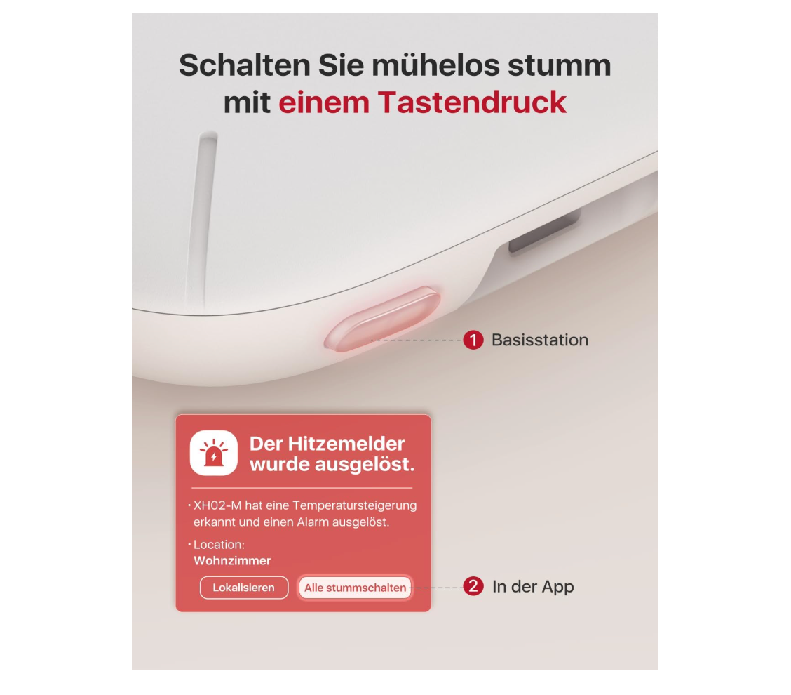 X-Sense XH02-M, Intelligenter WLAN-Hitzewarnmelder mit App-Anbindung und Funkvernetzung