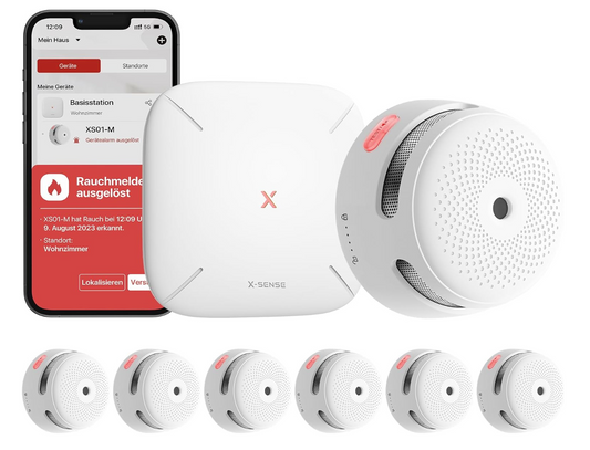 X-Sense Smart Rauchmelder Set 6 Stück XS01-M mit SBS50 Basisstation, TÜV-Zertifiziert