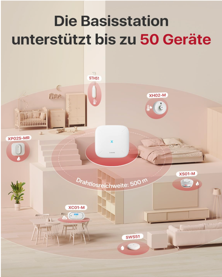 X-Sense Smart Rauchmelder Set 8 Stück XS01-M mit SBS50 Basisstation, TÜV-Zertifiziert