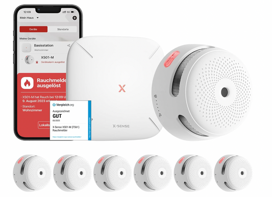 X-Sense Smart Rauchmelder Set 6 Stück XS01-M mit SBS50 Basisstation, TÜV-Zertifiziert - GS Brandschutz