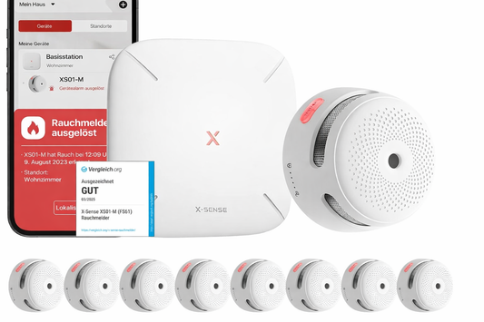 X-Sense Smart Rauchmelder Set 8 Stück XS01-M mit SBS50 Basisstation, TÜV-Zertifiziert